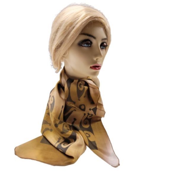 Silk Square Scarf Handpainted Batik Scarf Brown and Black Silk HeadScarf - NEW - Picture 8 of 11